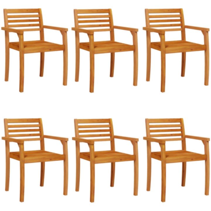 Trädgårdsstolar 6 st 59x55x85 cm massivt akaciaträ vidaXL – bild 2