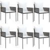 Trädgårdsstolar 6 st med dynor brun 54x61x83 cm konstrotting vidaXL – miniatyr 2