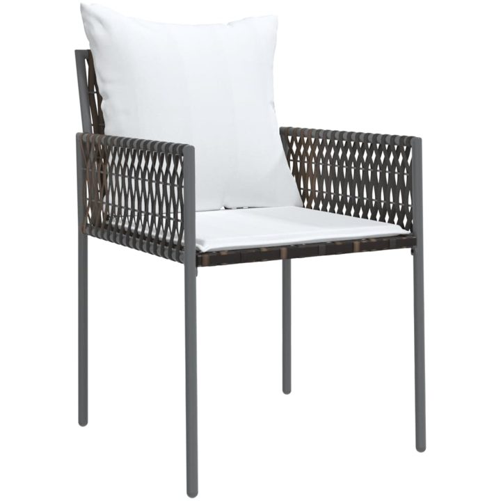 Trädgårdsstolar 6 st med dynor brun 54x61x83 cm konstrotting vidaXL – bild 3