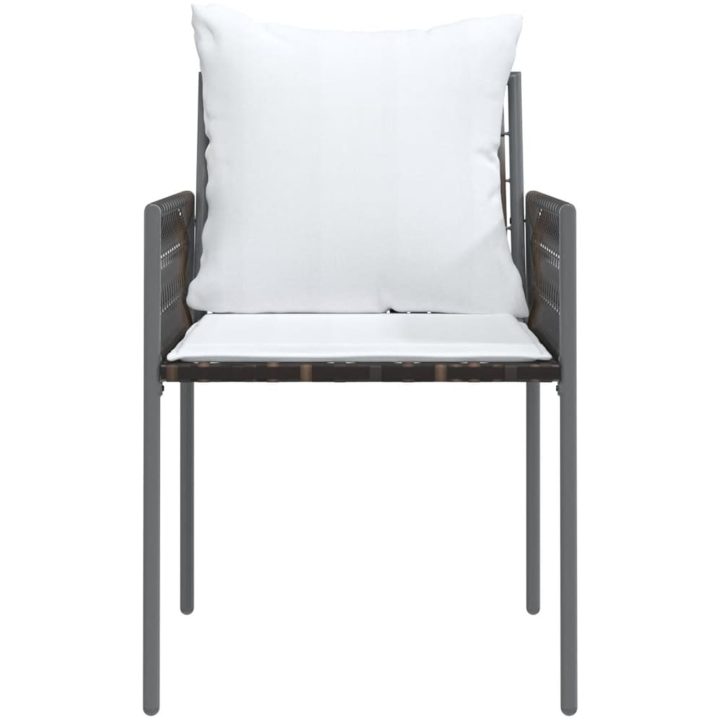 Trädgårdsstolar 6 st med dynor brun 54x61x83 cm konstrotting vidaXL – bild 4