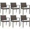 Trädgårdsstolar 6 st med dynor brun 56,5x57x83 cm konstrotting vidaXL – miniatyr 2