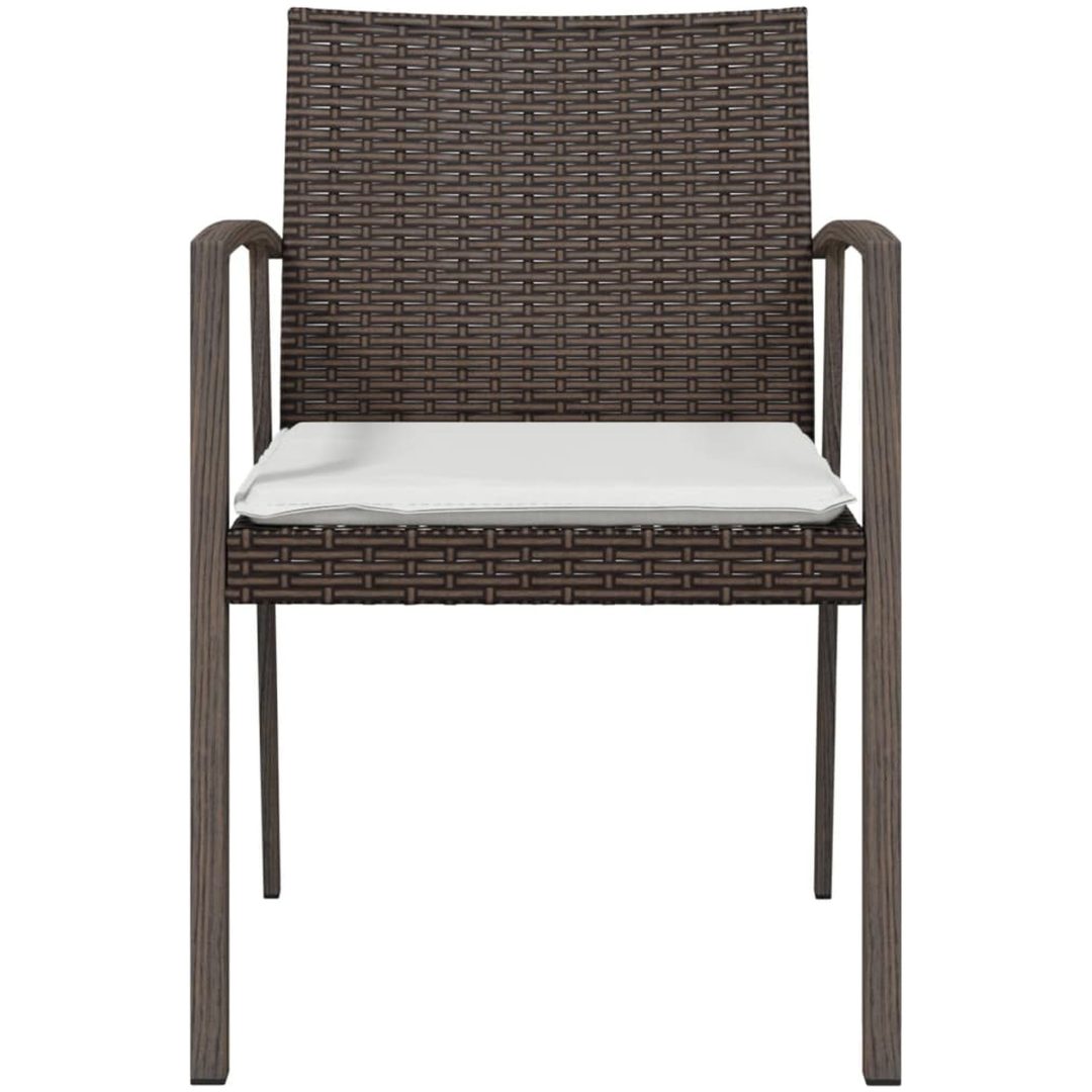 Trädgårdsstolar 6 st med dynor brun 56,5x57x83 cm konstrotting vidaXL – bild 4