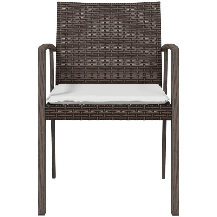 Trädgårdsstolar 6 st med dynor brun 56,5x57x83 cm konstrotting vidaXL – bild 4