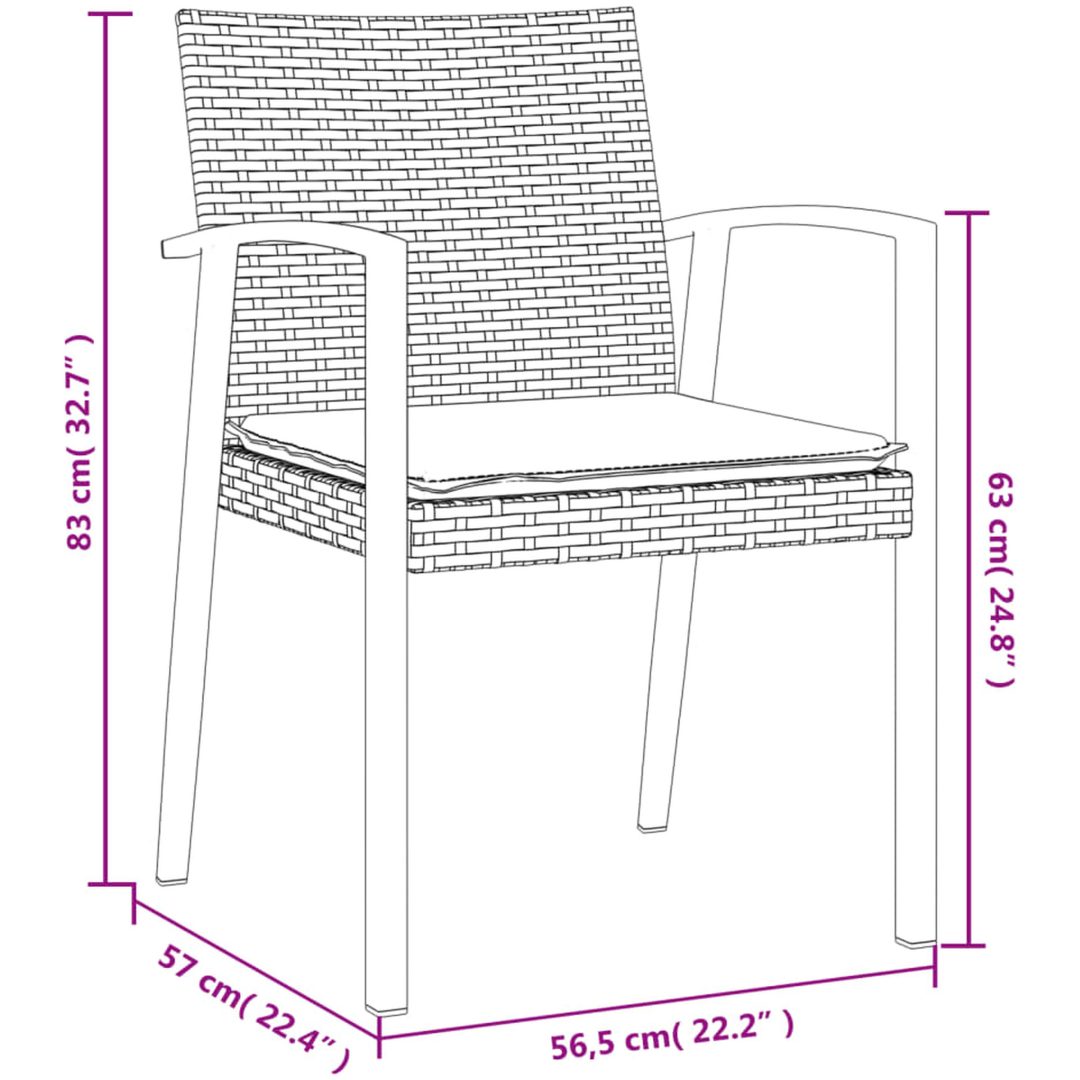 Trädgårdsstolar 6 st med dynor brun 56,5x57x83 cm konstrotting vidaXL – bild 9