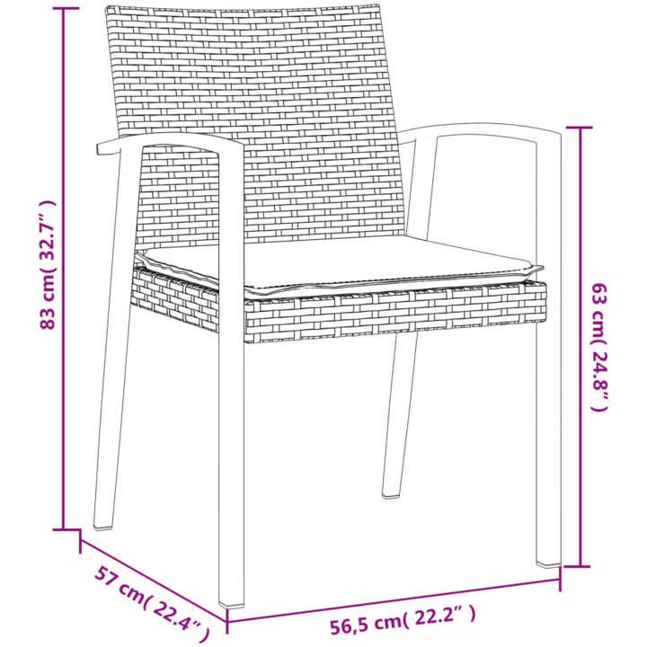 Trädgårdsstolar 6 st med dynor brun 56,5x57x83 cm konstrotting vidaXL – bild 9