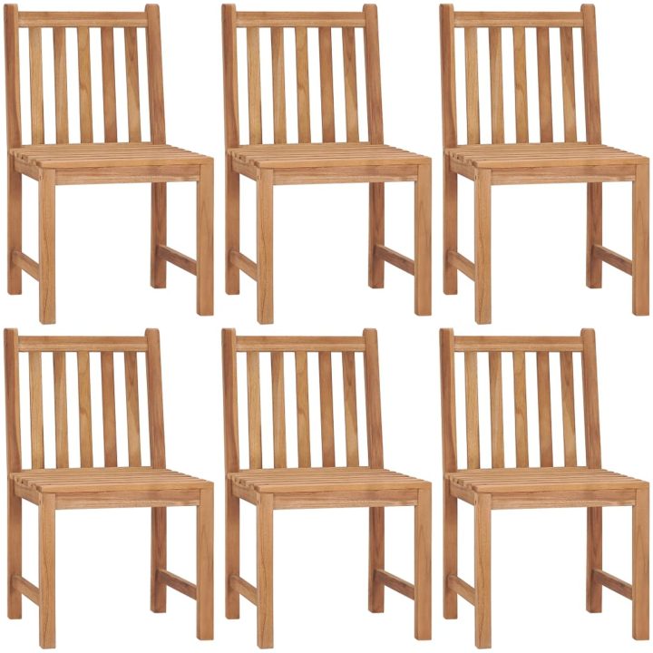 Trädgårdsstolar 6 st med dynor massiv teak vidaXL – bild 2