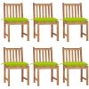 Trädgårdsstolar 6 st med dynor massiv teak vidaXL – miniatyr 1