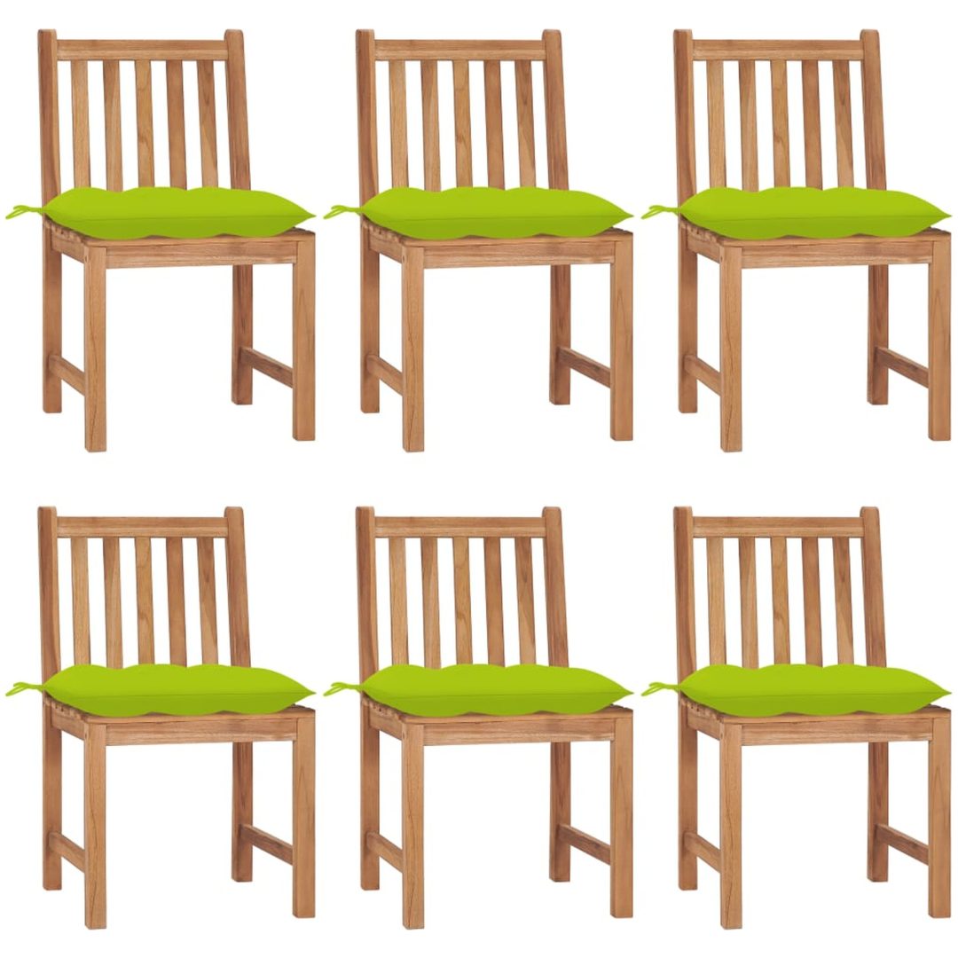 Trädgårdsstolar 6 st med dynor massiv teak vidaXL
