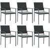 Trädgårdsstolar 6 st med dynor svart 54x62,5x89 cm konstrotting vidaXL – miniatyr 2
