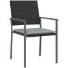 Trädgårdsstolar 6 st med dynor svart 54x62,5x89 cm konstrotting vidaXL – miniatyr 3