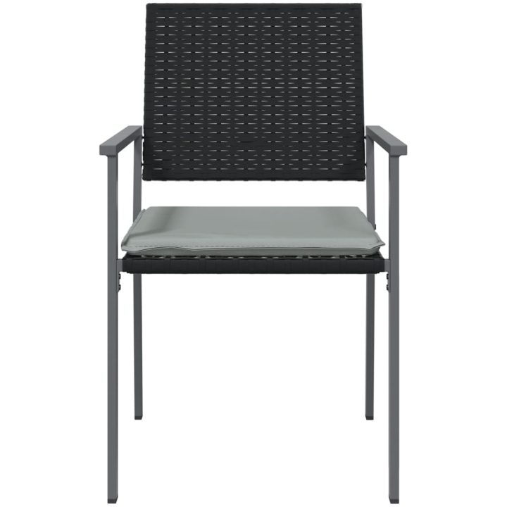 Trädgårdsstolar 6 st med dynor svart 54x62,5x89 cm konstrotting vidaXL – bild 4