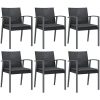 Trädgårdsstolar 6 st med dynor svart 56,5x57x83 cm konstrotting vidaXL – miniatyr 2