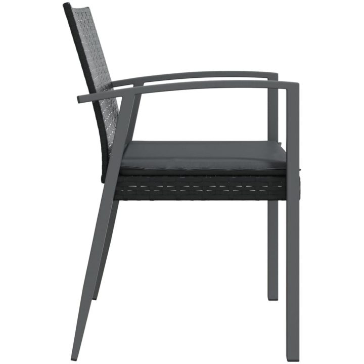 Trädgårdsstolar 6 st med dynor svart 56,5x57x83 cm konstrotting vidaXL – bild 5