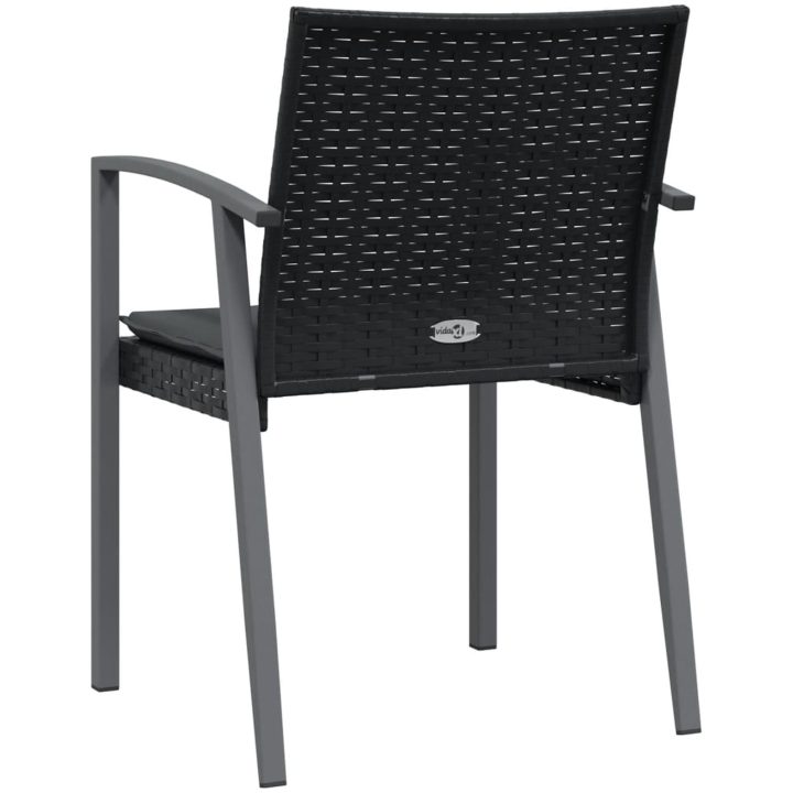 Trädgårdsstolar 6 st med dynor svart 56,5x57x83 cm konstrotting vidaXL – bild 6