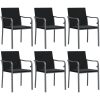 Trädgårdsstolar 6 st med dynor svart 56x59x84 cm konstrotting vidaXL – miniatyr 2