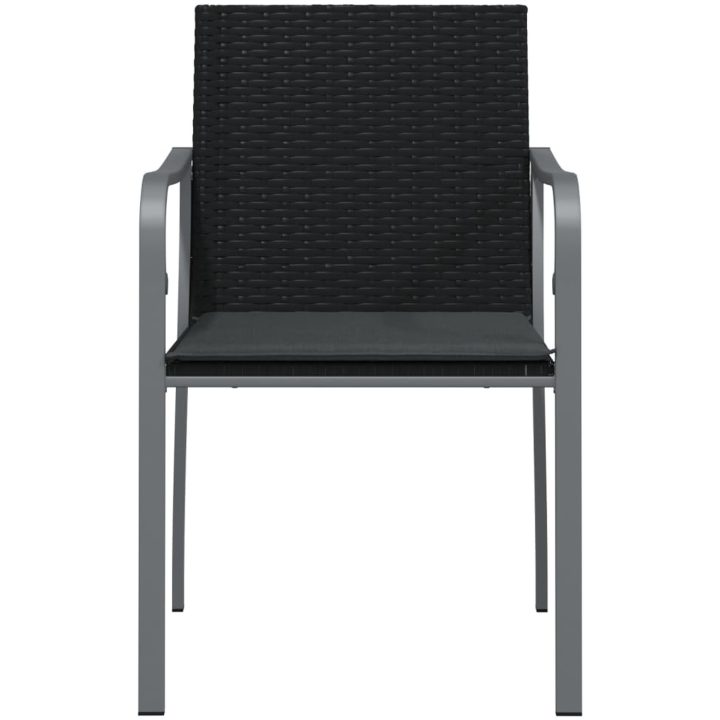 Trädgårdsstolar 6 st med dynor svart 56x59x84 cm konstrotting vidaXL – bild 4