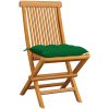 Trädgårdsstolar 6 st med gröna dynor massiv teak vidaXL – miniatyr 2