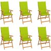 Trädgårdsstolar 6 st med ljusgröna dynor massiv teak vidaXL – miniatyr 1