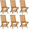 Trädgårdsstolar 6 st med svarta dynor massiv teak vidaXL – miniatyr 3