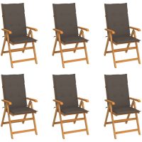 Trädgårdsstolar 6 st med taupe dynor massiv teak vidaXL