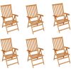 Trädgårdsstolar 6 st med vinröda dynor massiv teak vidaXL – miniatyr 2