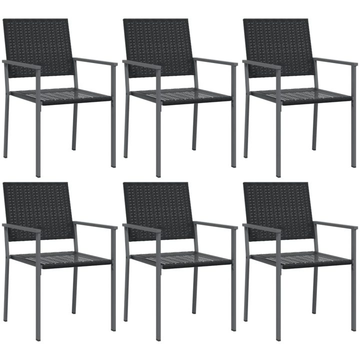 Trädgårdsstolar 6 st svart 54x62,5x89 cm konstrotting vidaXL – bild 2