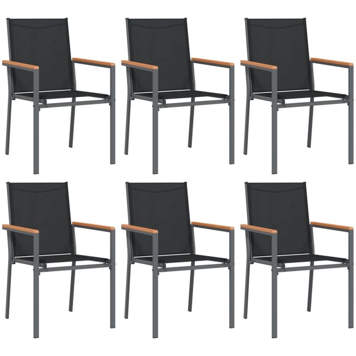 Trädgårdsstolar 6 st svart 55x61,5x90 cm textilen och stål vidaXL – bild 2