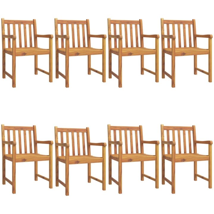 Trädgårdsstolar 8 st 56x55,5x90 cm massivt akaciaträ vidaXL – bild 2