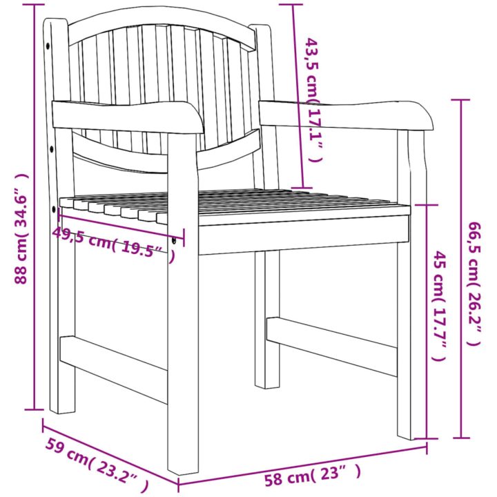 Trädgårdsstolar 8 st 58x59x88 cm massiv teak vidaXL – bild 8