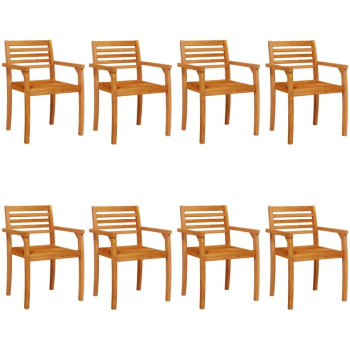 Trädgårdsstolar 8 st 59x55x85 cm massivt akaciaträ vidaXL – bild 2