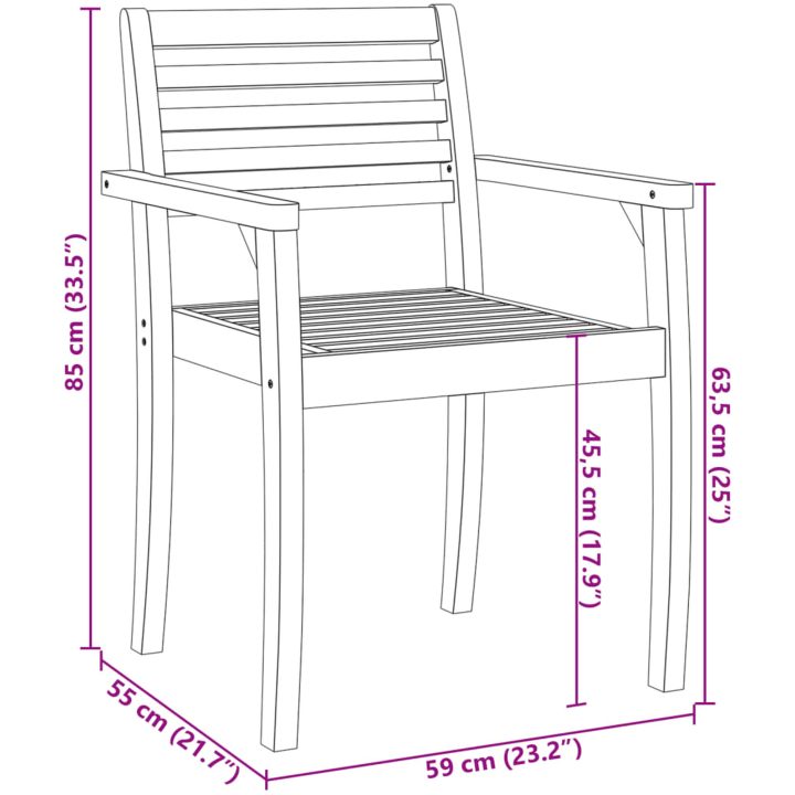 Trädgårdsstolar 8 st 59x55x85 cm massivt akaciaträ vidaXL – bild 10