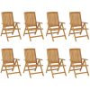 Trädgårdsstolar 8 st justerbara massiv teak vidaXL – miniatyr 2