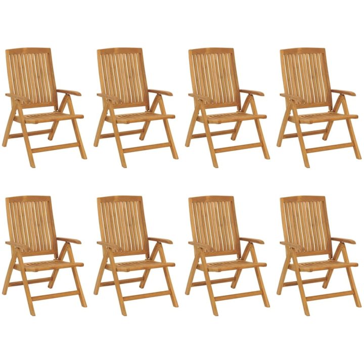 Trädgårdsstolar 8 st justerbara massiv teak vidaXL – bild 2