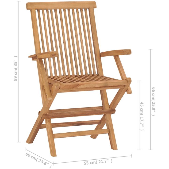 Trädgårdsstolar 8 st massiv teak vidaXL – bild 7