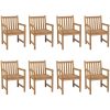 Trädgårdsstolar 8 st med antracita dynor massiv teak vidaXL – miniatyr 2