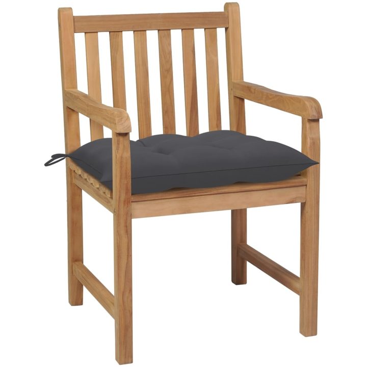 Trädgårdsstolar 8 st med antracita dynor massiv teak vidaXL – bild 3