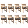 Trädgårdsstolar 8 st med antracita dynor massiv teak vidaXL – miniatyr 1