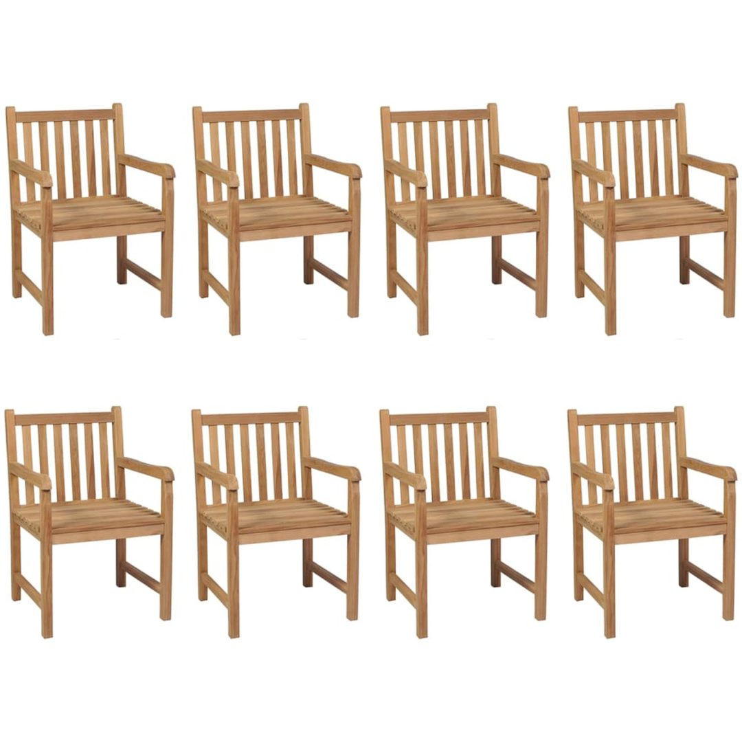 Trädgårdsstolar 8 st med beige dynor massiv teak vidaXL – bild 2