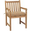 Trädgårdsstolar 8 st med beige dynor massiv teak vidaXL – miniatyr 3