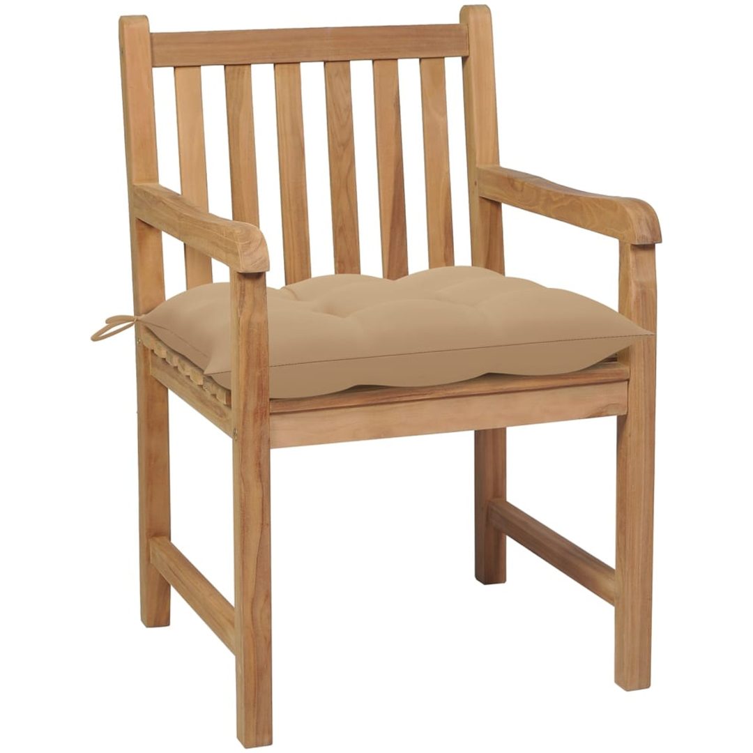 Trädgårdsstolar 8 st med beige dynor massiv teak vidaXL – bild 3