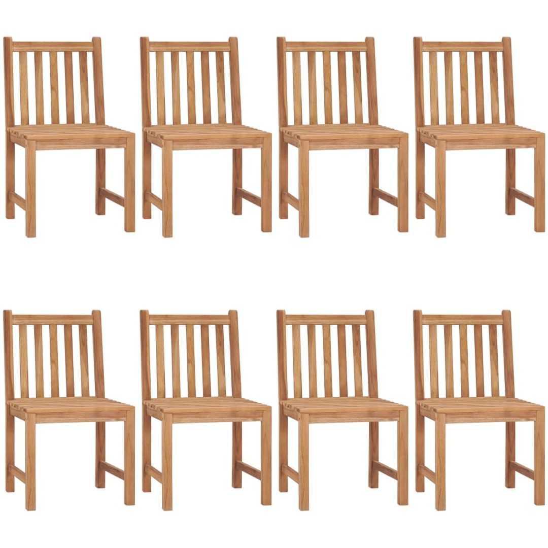 Trädgårdsstolar 8 st med dynor massiv teak vidaXL – bild 2