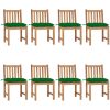 Trädgårdsstolar 8 st med dynor massiv teak vidaXL – miniatyr 1