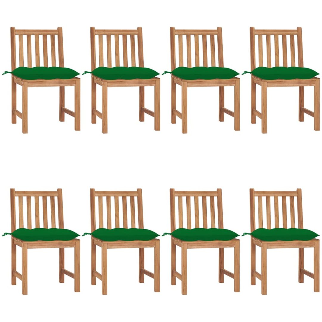 Trädgårdsstolar 8 st med dynor massiv teak vidaXL