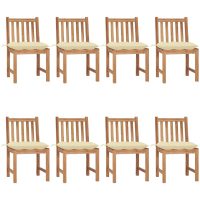 Trädgårdsstolar 8 st med dynor massiv teak vidaXL