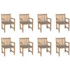 Trädgårdsstolar 8 st med gråa dynor massiv teak vidaXL – miniatyr 1