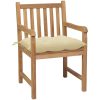 Trädgårdsstolar 8 st med gräddvita dynor massiv teak vidaXL – miniatyr 3