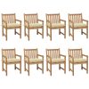 Trädgårdsstolar 8 st med gräddvita dynor massiv teak vidaXL – miniatyr 1