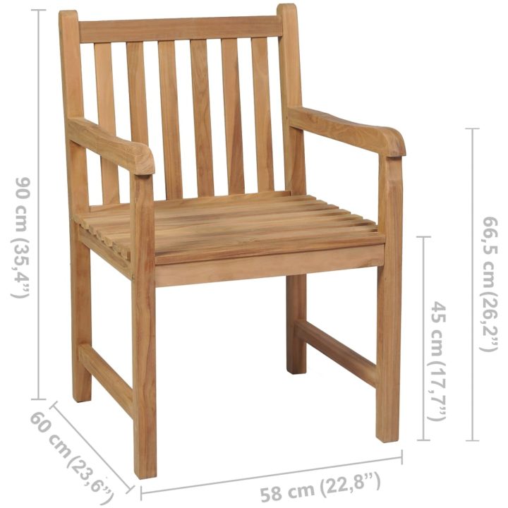 Trädgårdsstolar 8 st med gröna dynor massiv teak vidaXL – bild 12