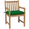 Trädgårdsstolar 8 st med gröna dynor massiv teak vidaXL – miniatyr 3
