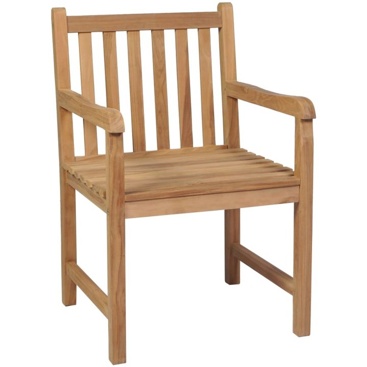 Trädgårdsstolar 8 st med gröna dynor massiv teak vidaXL – bild 4